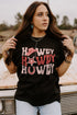 Black Howdy Letter Graphic Print Short Sleeve T Shirt